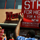 Fast-food workers demonstrating outside a Wendy's in New York (Spencer Platt/Getty Images)
